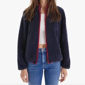 Anthropologie mother funnel neck zip faux fur jacket